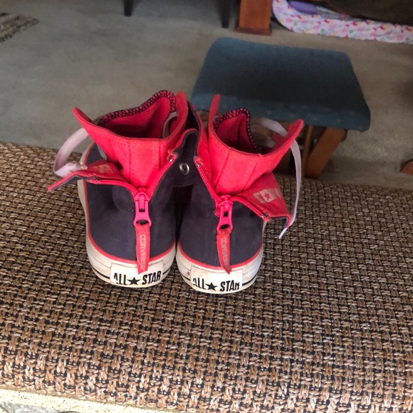 Navy Blue and Hot Pink Converse - Picture 3 of 6